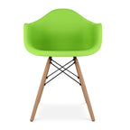 Green and Natural Heavy Duty Plastic and Solid Wood Dining Arm Chair