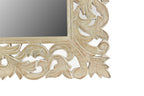 Antiqued White Solid Wood Carved Scrollwork Accent Mirror - 47-inch