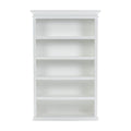 Antiqued White Solid Wood Five Tier Bookcase - 77-inch