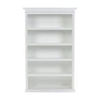 Antiqued White Solid Wood Five Tier Bookcase - 77-inch