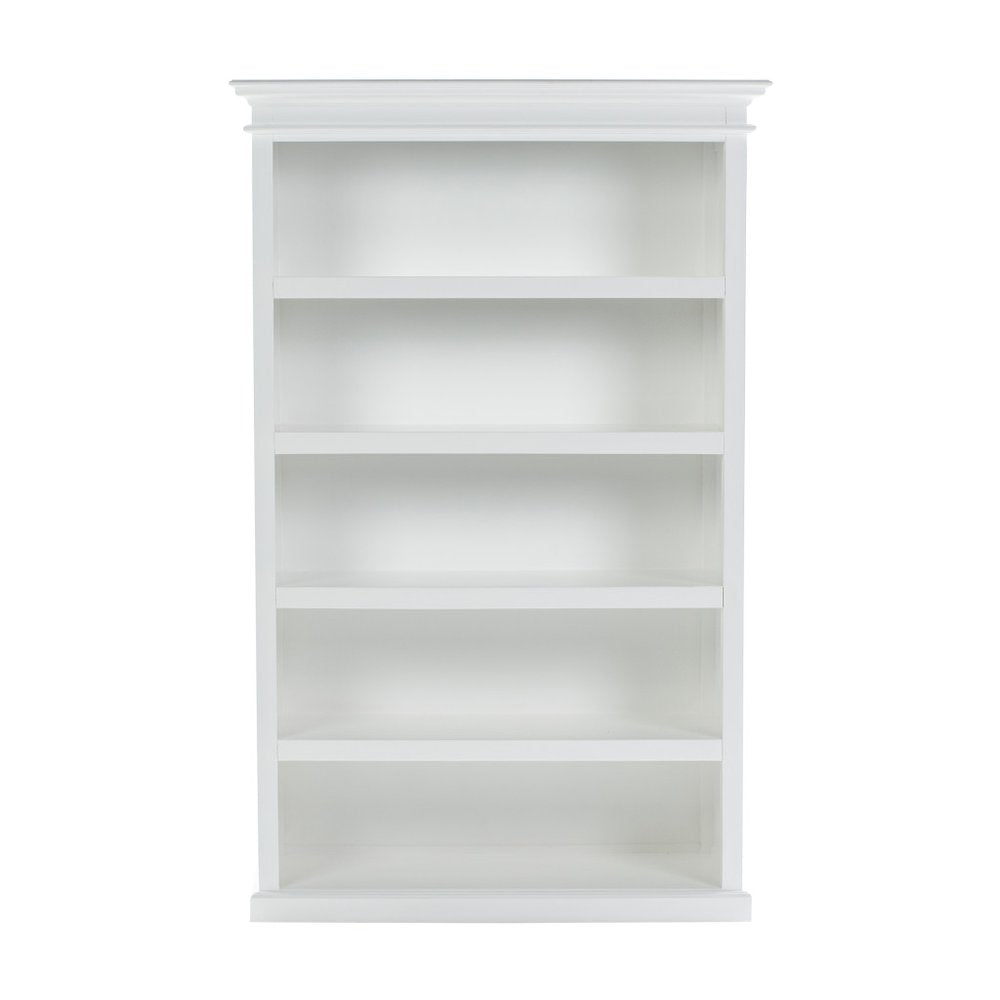 Antiqued White Solid Wood Five Tier Bookcase - 77-inch