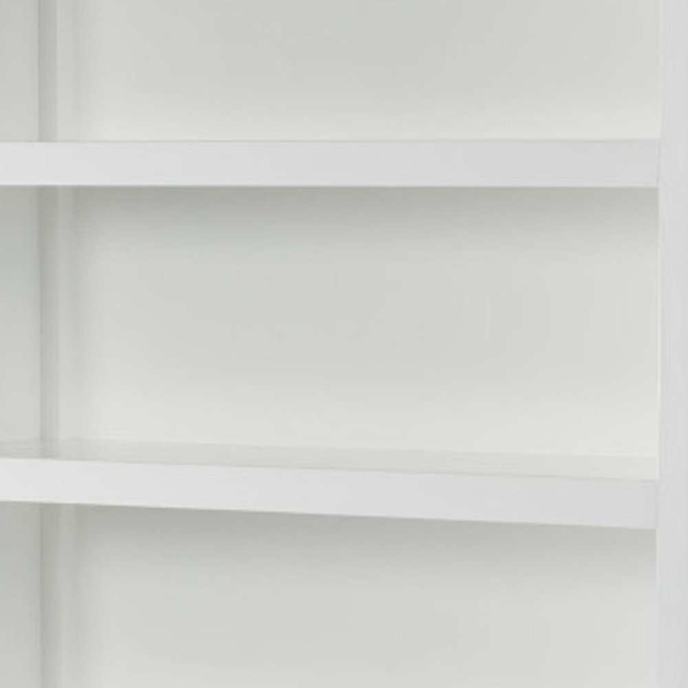 Antiqued White Solid Wood Five Tier Bookcase - 77-inch