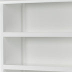 Antiqued White Solid Wood Five Tier Bookcase - 77-inch