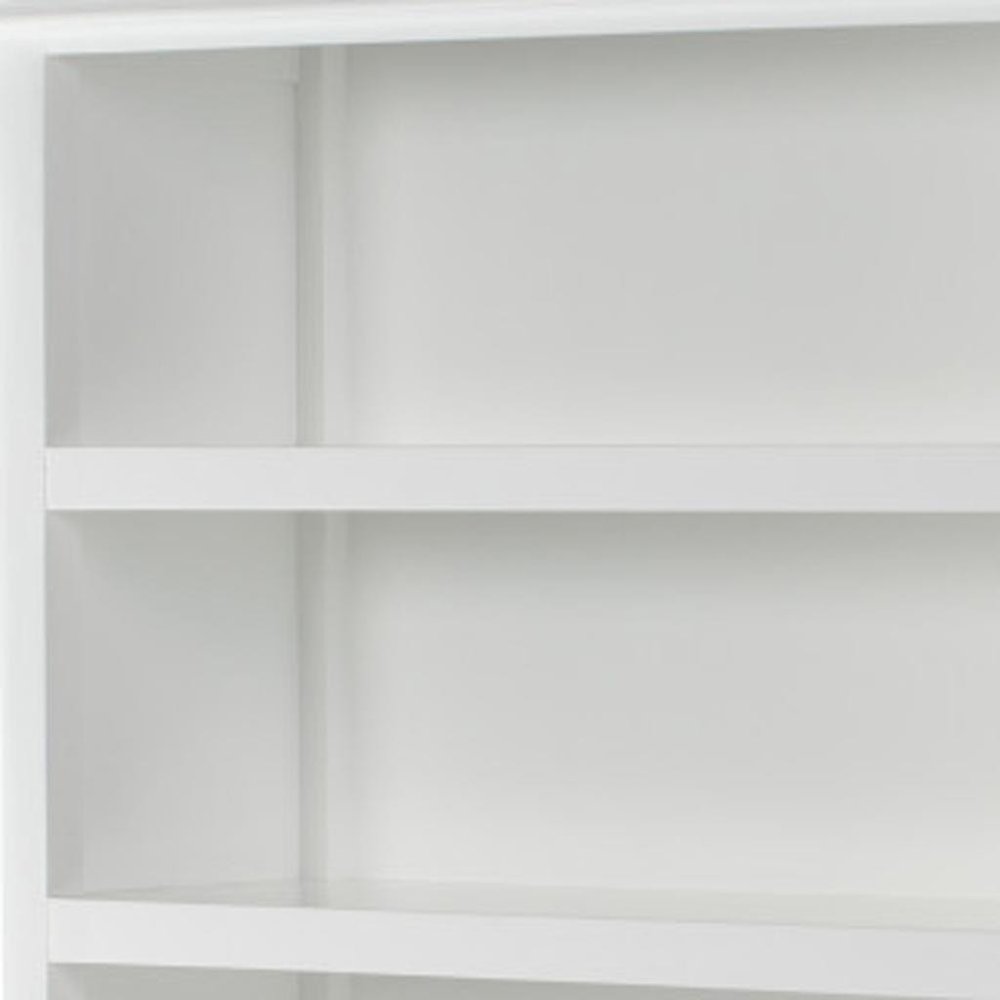 Antiqued White Solid Wood Five Tier Bookcase - 77-inch