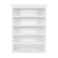 Antiqued White Solid Wood Five Tier Bookcase - 77-inch