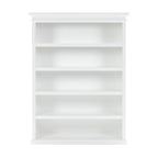 Antiqued White Solid Wood Five Tier Bookcase - 77-inch