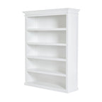 Antiqued White Solid Wood Five Tier Bookcase - 77-inch