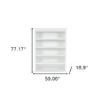 Antiqued White Solid Wood Five Tier Bookcase - 77-inch