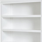 Antiqued White Solid Wood Five Tier Bookcase - 77-inch