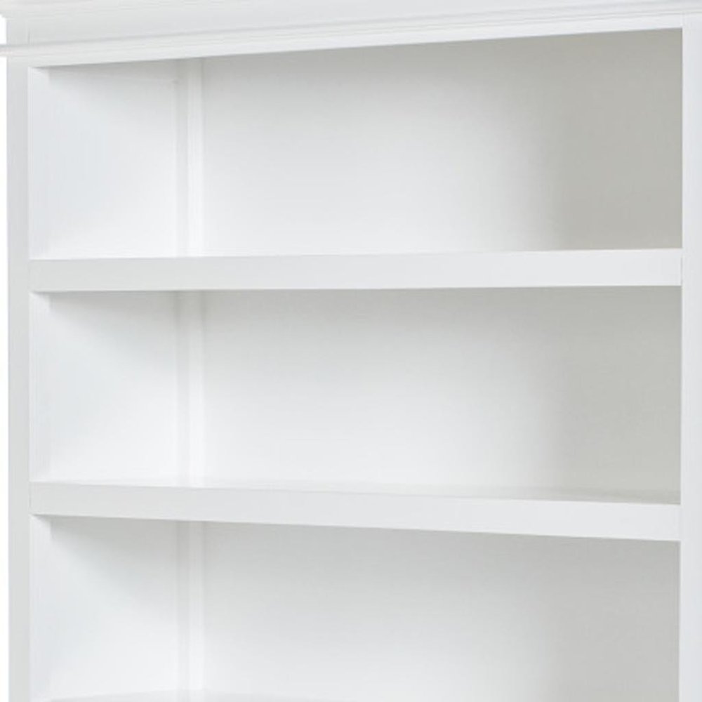 Antiqued White Solid Wood Five Tier Bookcase - 77-inch