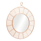 Natural Round Framed Accent Mirror - 37-inch