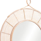 Natural Round Framed Accent Mirror - 37-inch