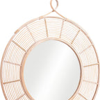 Natural Round Framed Accent Mirror - 37-inch