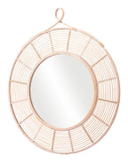 Natural Round Framed Accent Mirror - 37-inch