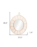Natural Round Framed Accent Mirror - 37-inch