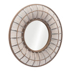 Brown Round Accent Mirror - 32-inch
