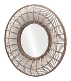 Brown Round Accent Mirror - 32-inch