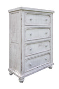Antiqued White Solid Wood Four Drawer Dresser - 37-inch