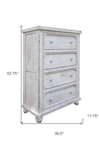 Antiqued White Solid Wood Four Drawer Dresser - 37-inch