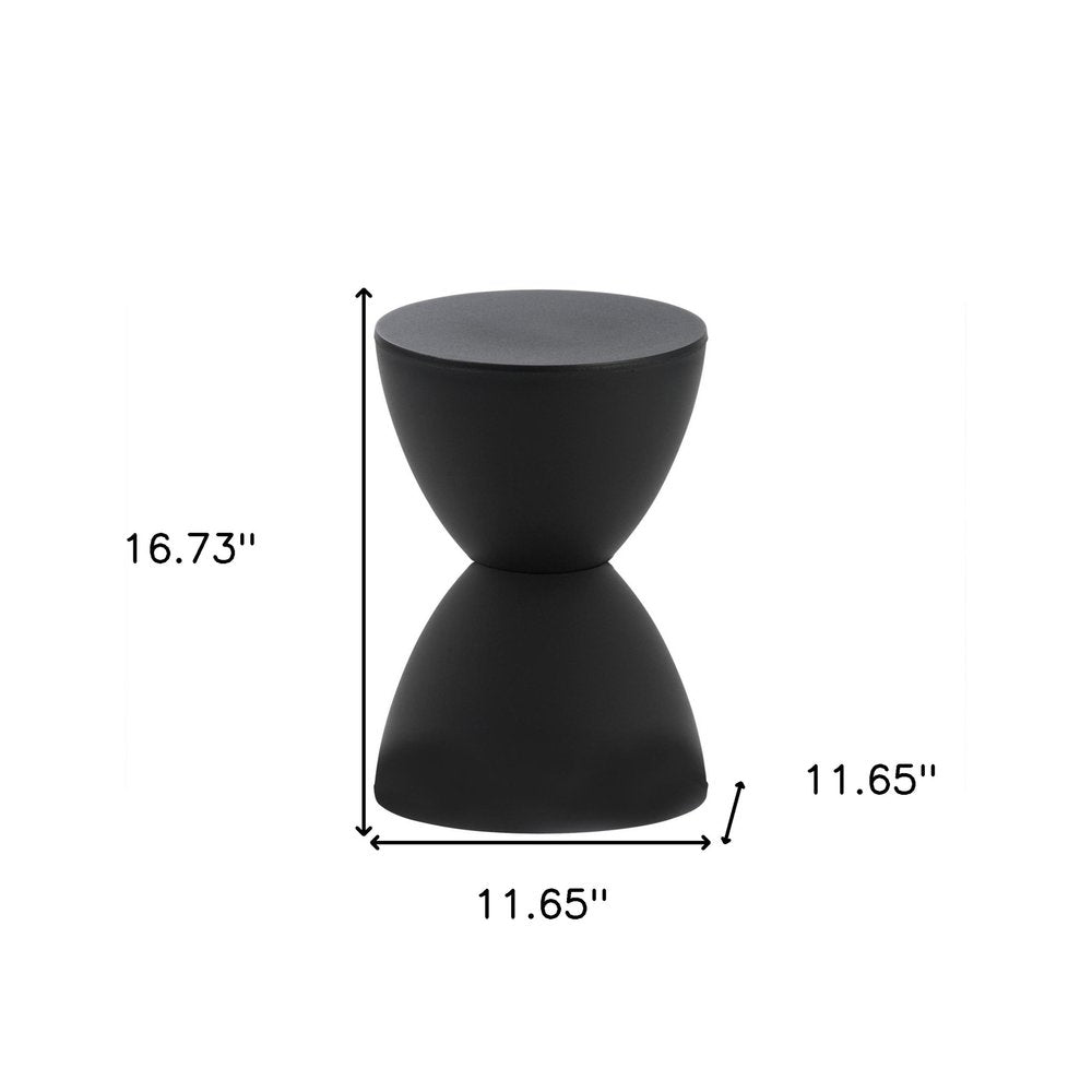 Black Heavy Duty Plastic Hourglass Outdoor Side Table - 17-inch
