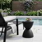 Black Heavy Duty Plastic Hourglass Outdoor Side Table - 17-inch