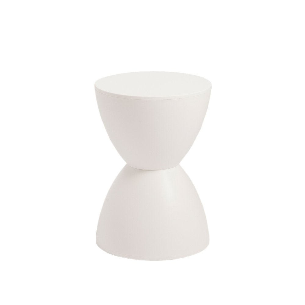 White Heavy Duty Plastic Hourglass Indoor Outdoor Side Table - 12-inch