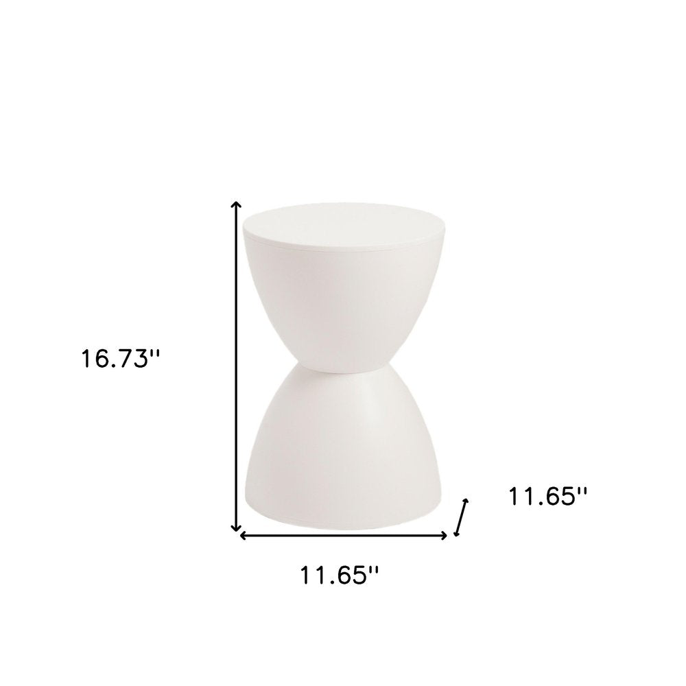 White Heavy Duty Plastic Hourglass Indoor Outdoor Side Table - 12-inch