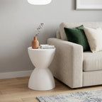 White Heavy Duty Plastic Hourglass Indoor Outdoor Side Table - 12-inch