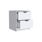 White Wood Two Drawer Nightstand - 19-inch