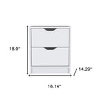 White Wood Two Drawer Nightstand - 19-inch