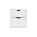 White Wood Two Drawer Nightstand - 19-inch