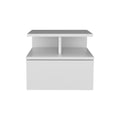 White Wood One Drawer Floating Nightstand - 14-inch