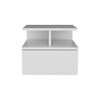 White Wood One Drawer Floating Nightstand - 14-inch