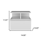 White Wood One Drawer Floating Nightstand - 14-inch