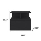 Black Wood One Drawer Floating Nightstand - 14-inch