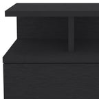 Black Wood One Drawer Floating Nightstand - 14-inch