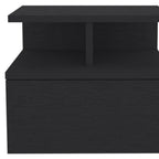 Black Wood One Drawer Floating Nightstand - 14-inch
