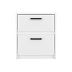White Wood Two Drawer Nightstand - 19-inch