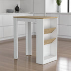 Natural and White Wood Kitchen Island with Storage - 36-inch