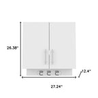 White Wood Wall Mounted Utlity Cabinet with Two Doors - 26-inch