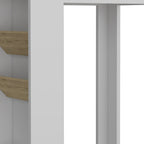 Set of Two Oak and White Wood Kitchen Island and Pantry Cabinet