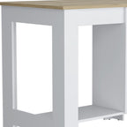 Set of Two Oak and White Wood Kitchen Island and Pantry Cabinet