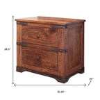 Wood Brown Two Drawer Nightstand - 29-inch