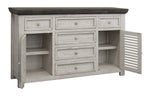 Antiqued White Solid and Manufactured Wood Distressed Buffet Table - 70-inch