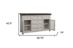 Antiqued White Solid and Manufactured Wood Distressed Buffet Table - 70-inch