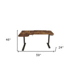 Adjustable Brown and Black L Shape Computer Desk - 59-inch