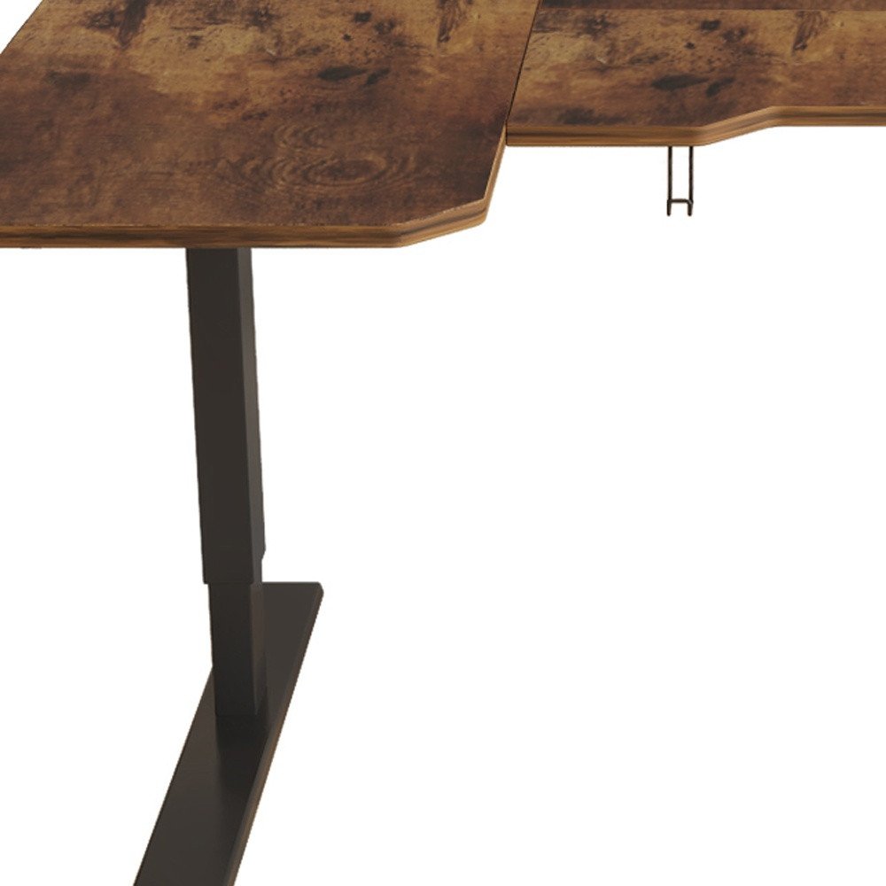 Adjustable Brown and Black L Shape Computer Desk - 59-inch
