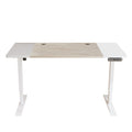 Adjustable Natural and White Wood and Stainless Steel Rolling Computer Desk