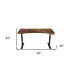 Adjustable Brown and Black Wood and Stainless Steel Rolling Standing Desk
