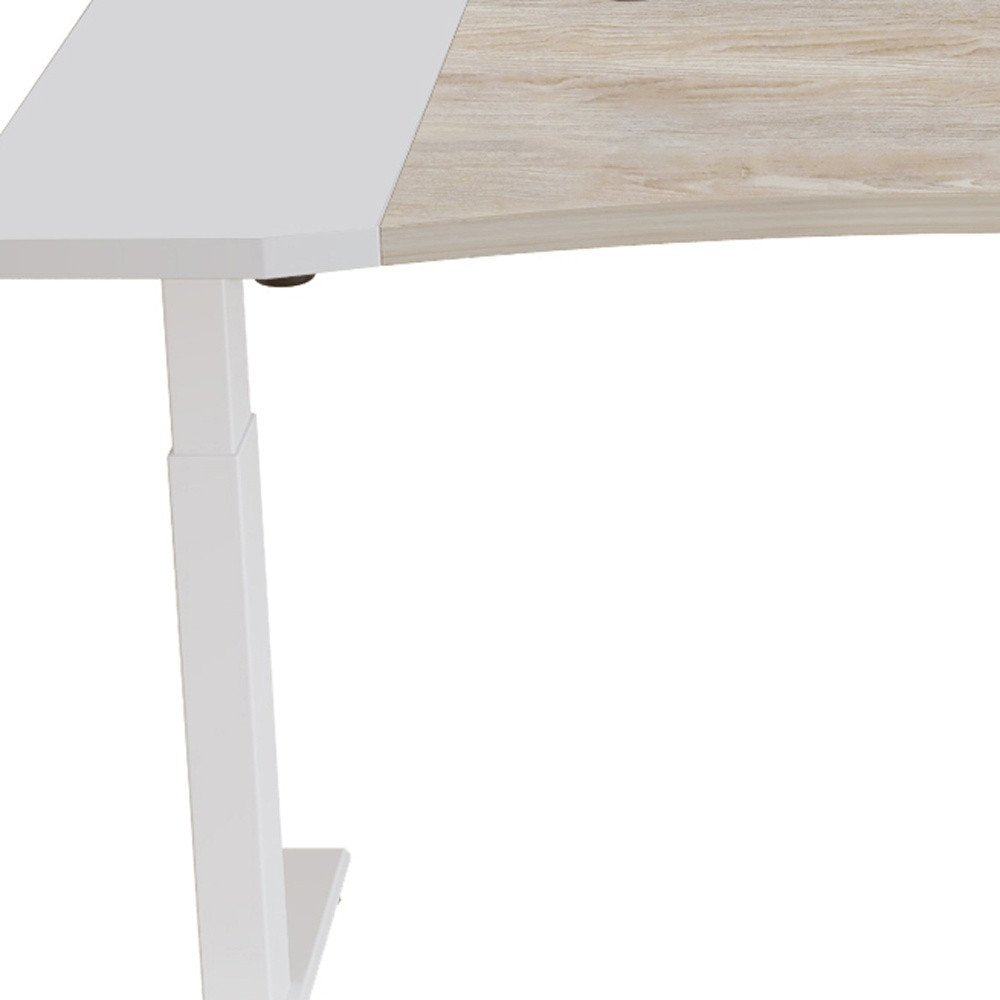 Adjustable Brown and White Standing Desk - 63-inch